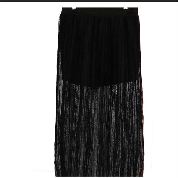 Fire Los Angeles Black Sheer Midi Skirt - Picture 1 of 9